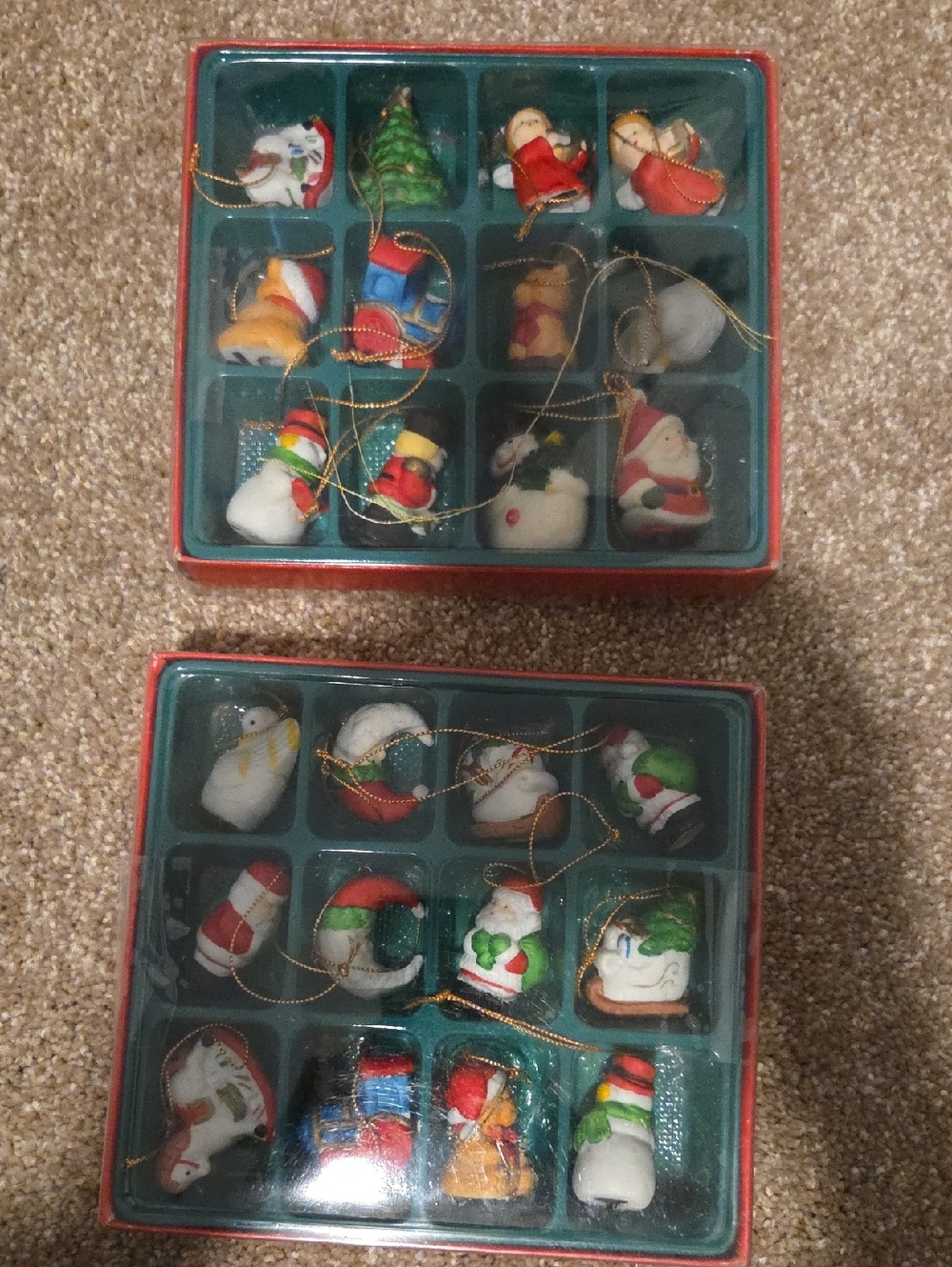 Vintage Miniature Christmas Ornament Sets - Set of 24 (2 Boxes)